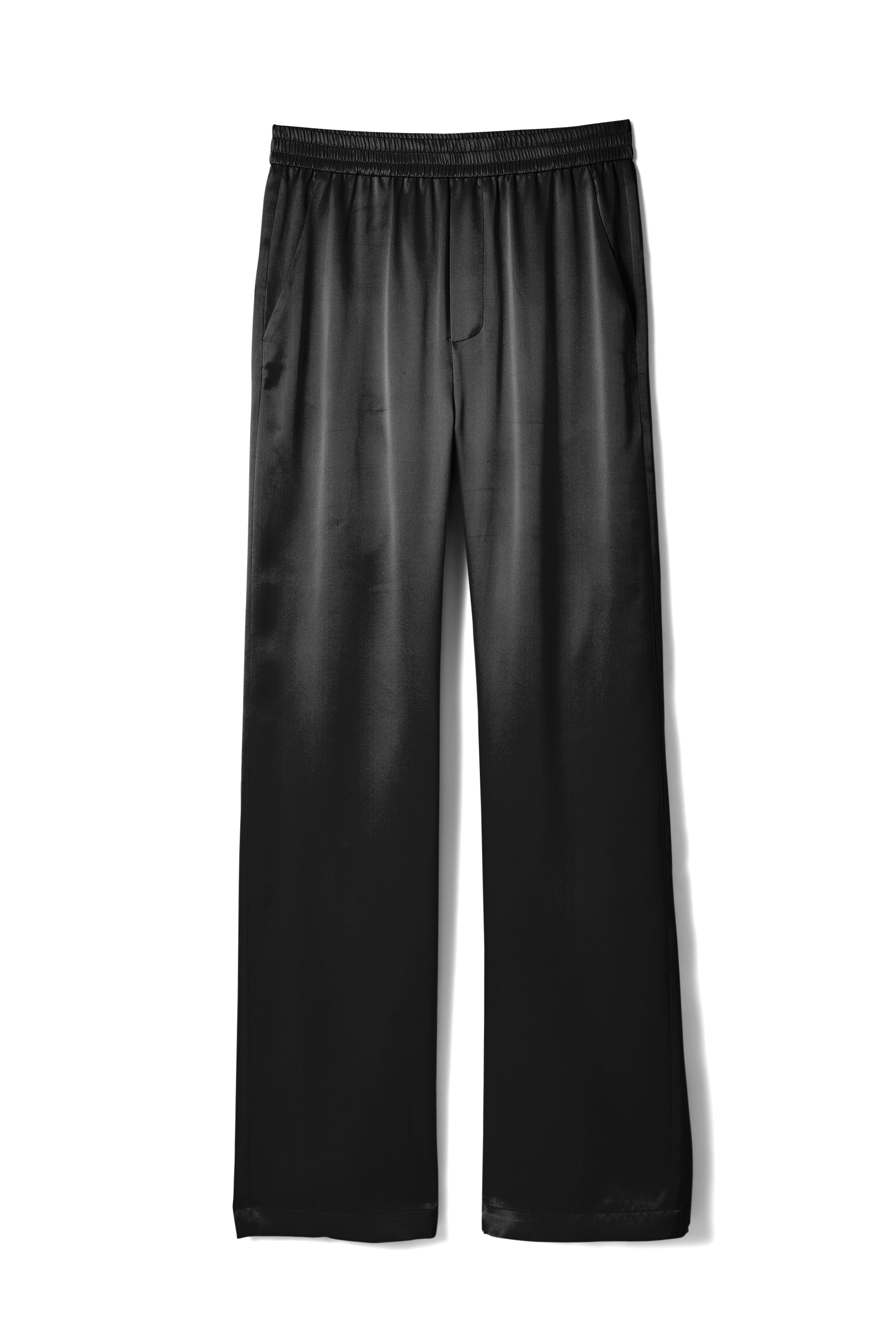 The Iris Black 100% Silk Charmeuse Wide Leg Pant
