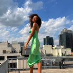 The Maya Mint 100% Silk Charmeuse Midi Skirt