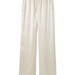 The Iris Ivory 100% Silk Charmeuse Wide Leg Pant