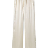 The Iris Ivory 100% Silk Charmeuse Wide Leg Pant