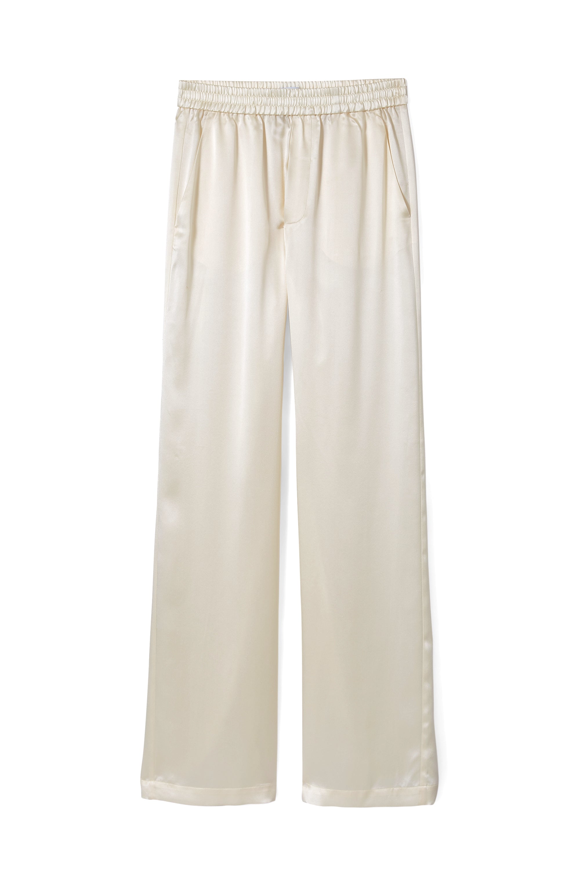 The Iris Ivory 100% Silk Charmeuse Wide Leg Pant
