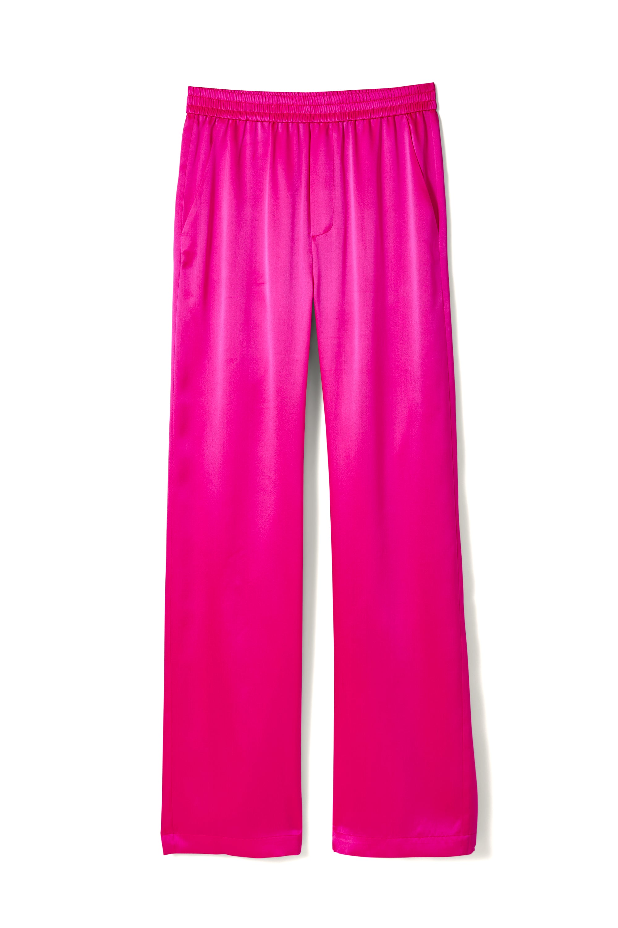 The Iris Hot Pink 100% Silk Charmeuse Wide Leg Pant