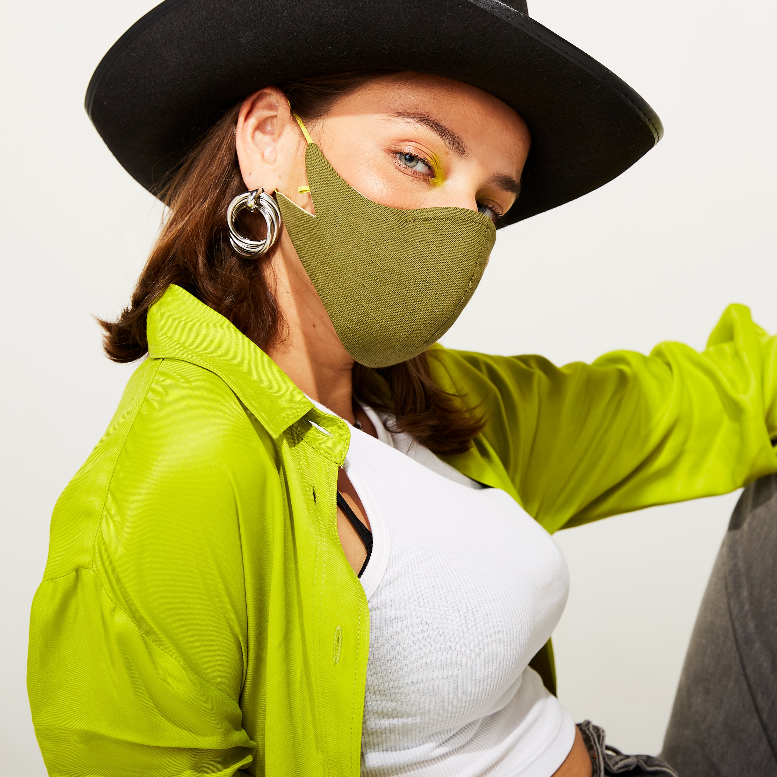 The Tina Cotton Twill in Olive Green (Mask Only).