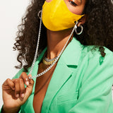 The Tina Cotton Twill in Mustard with 7mm Silver chain.