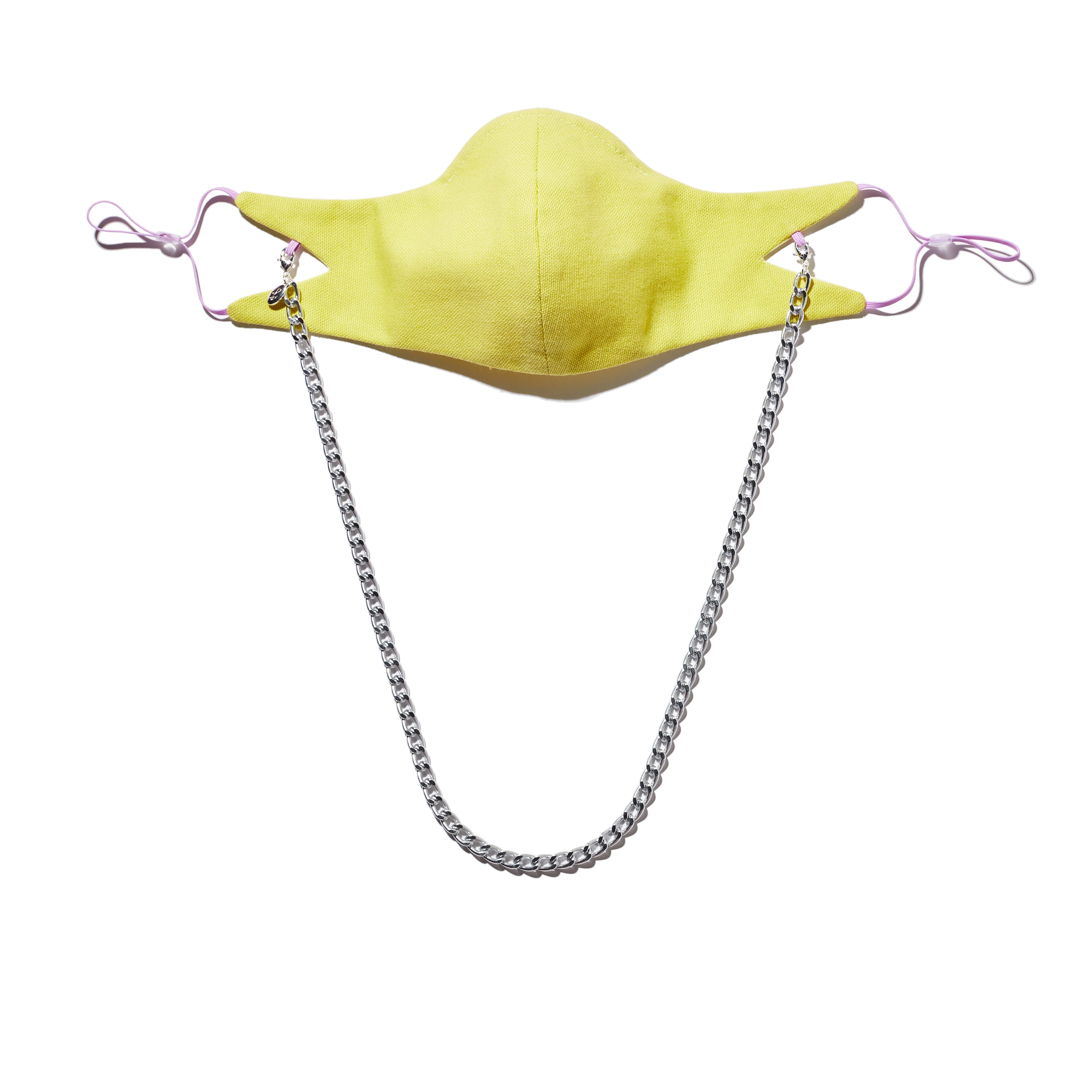 The Tina Cotton Twill in Lemon with 7mm Silver chain.