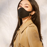 The Classic Tina Mask in Black with Gold Chain.