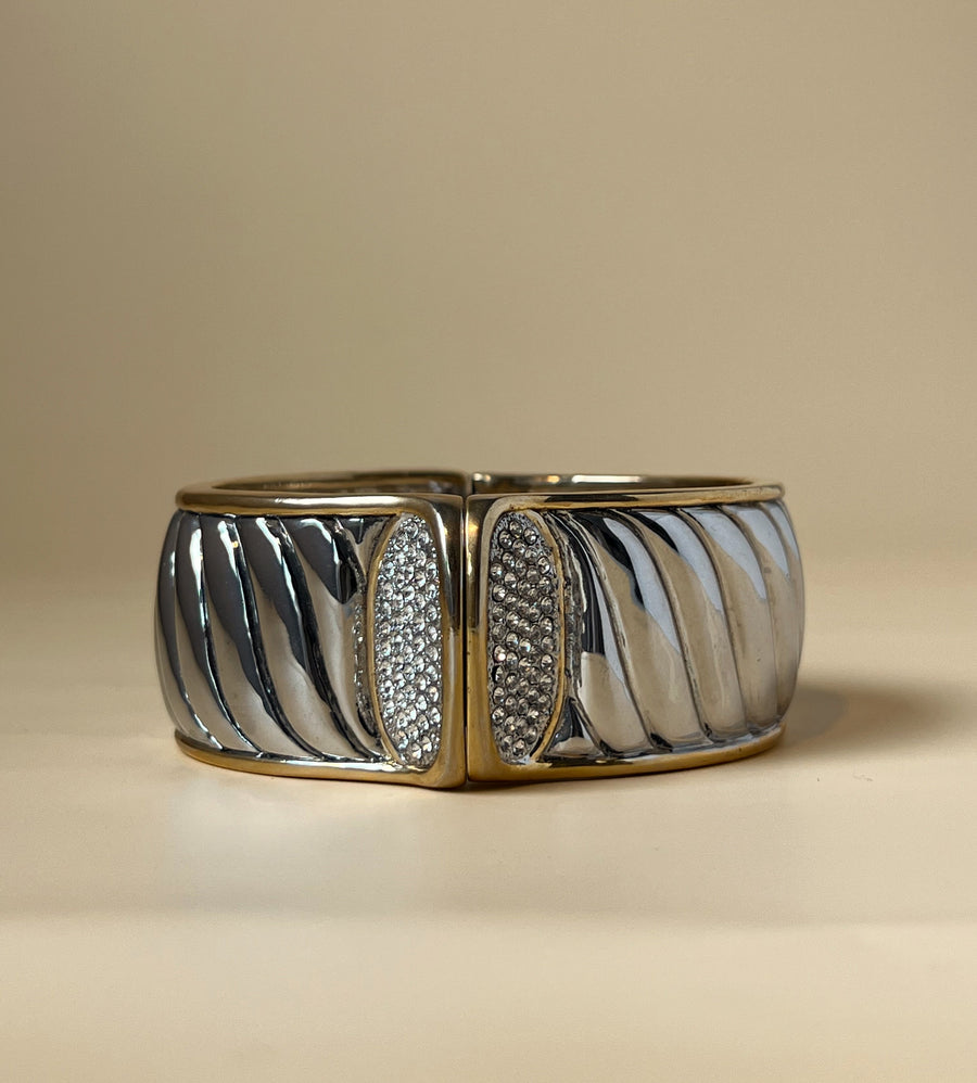 Vintage Silver with Gold Trim Bangle