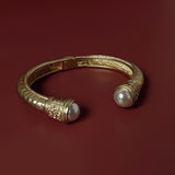 Vintage Matte Gold & Pearl Cuff