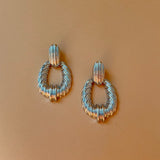 Vintage Texured Door Knocker Earrings - Silver