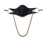 The Tina Cotton Twill Mask in Black with Gold Chain.