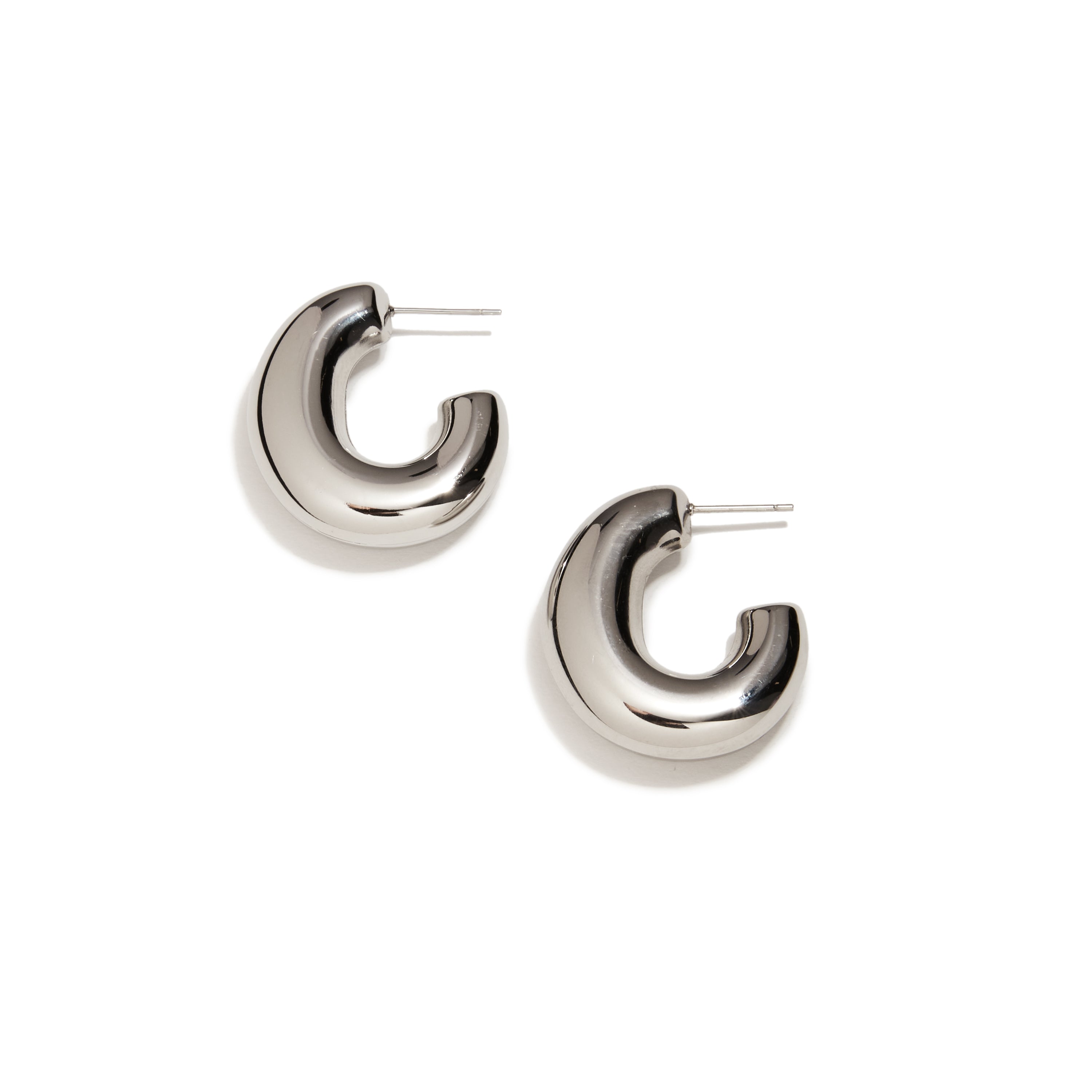 Thick hallow silver hoops