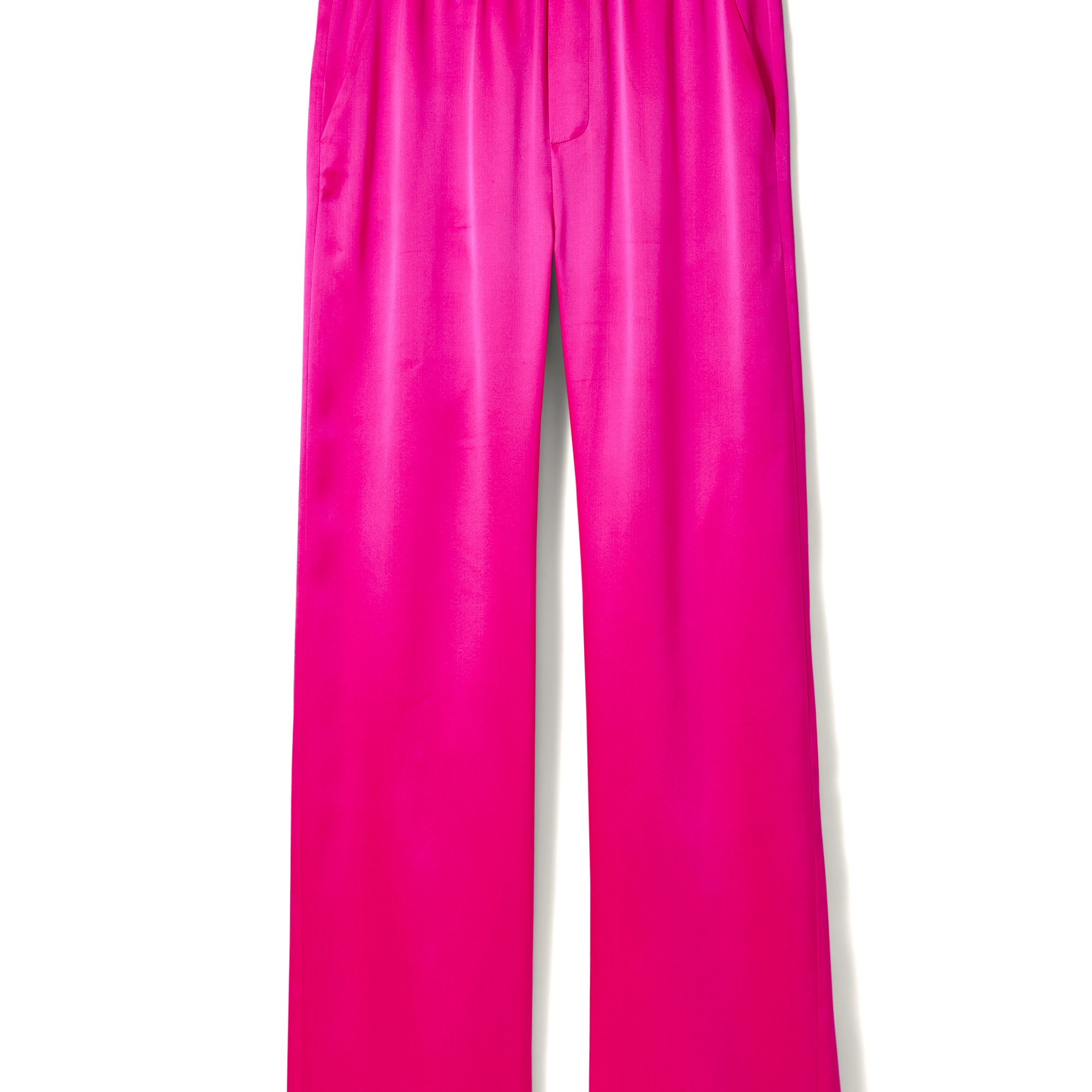 The Iris Hot Pink 100% Silk Charmeuse Wide Leg Pant