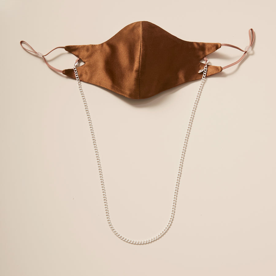 The Tina Mask in Café Silk With 4mm Chain.