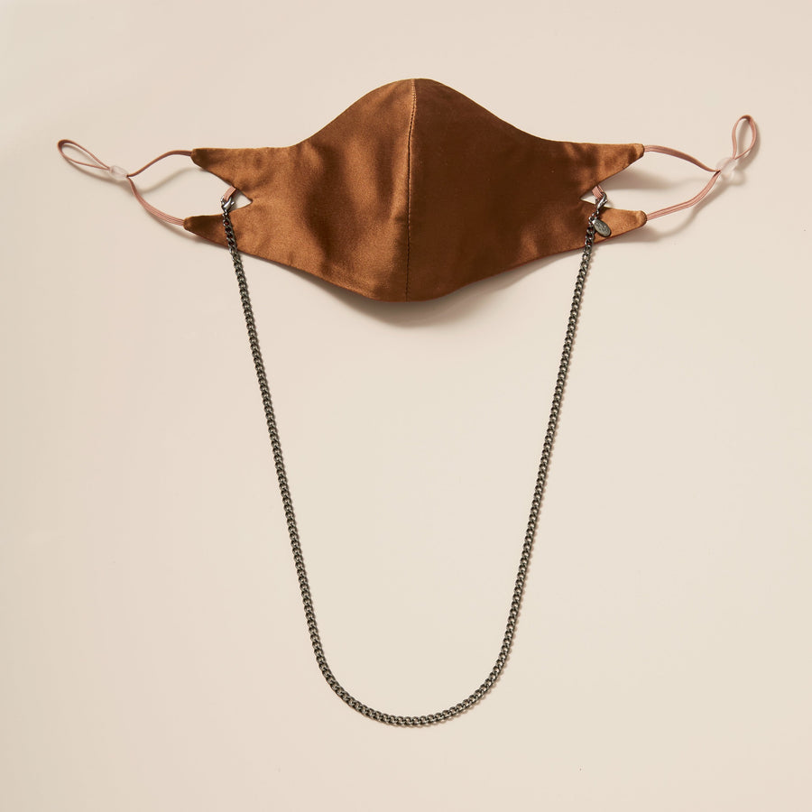 The Tina Mask in Café Silk With 4mm Chain.