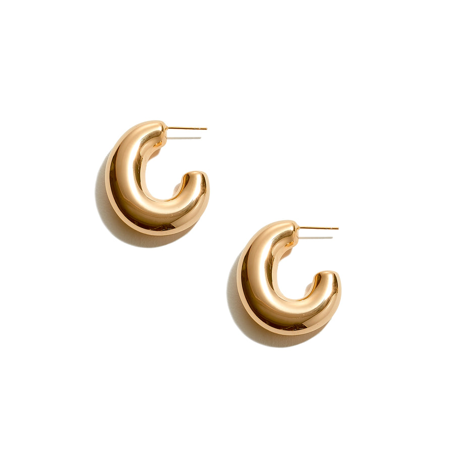 Thick hallow gold hoops