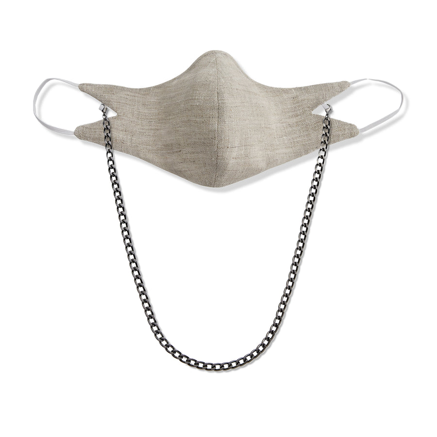The Tina Mask in Oat With 7mm Gunmetal Chain.