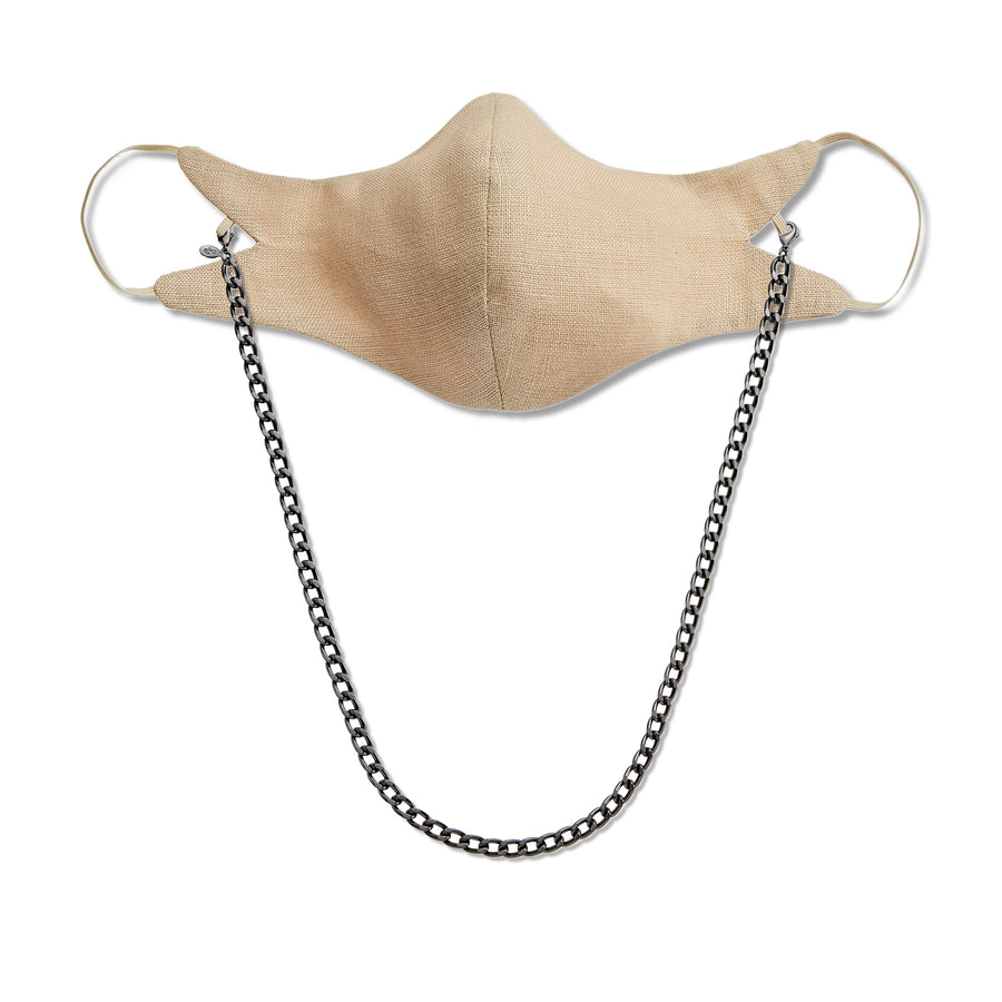 The Tina Mask in Sand With 7mm Gunmetal Chain.