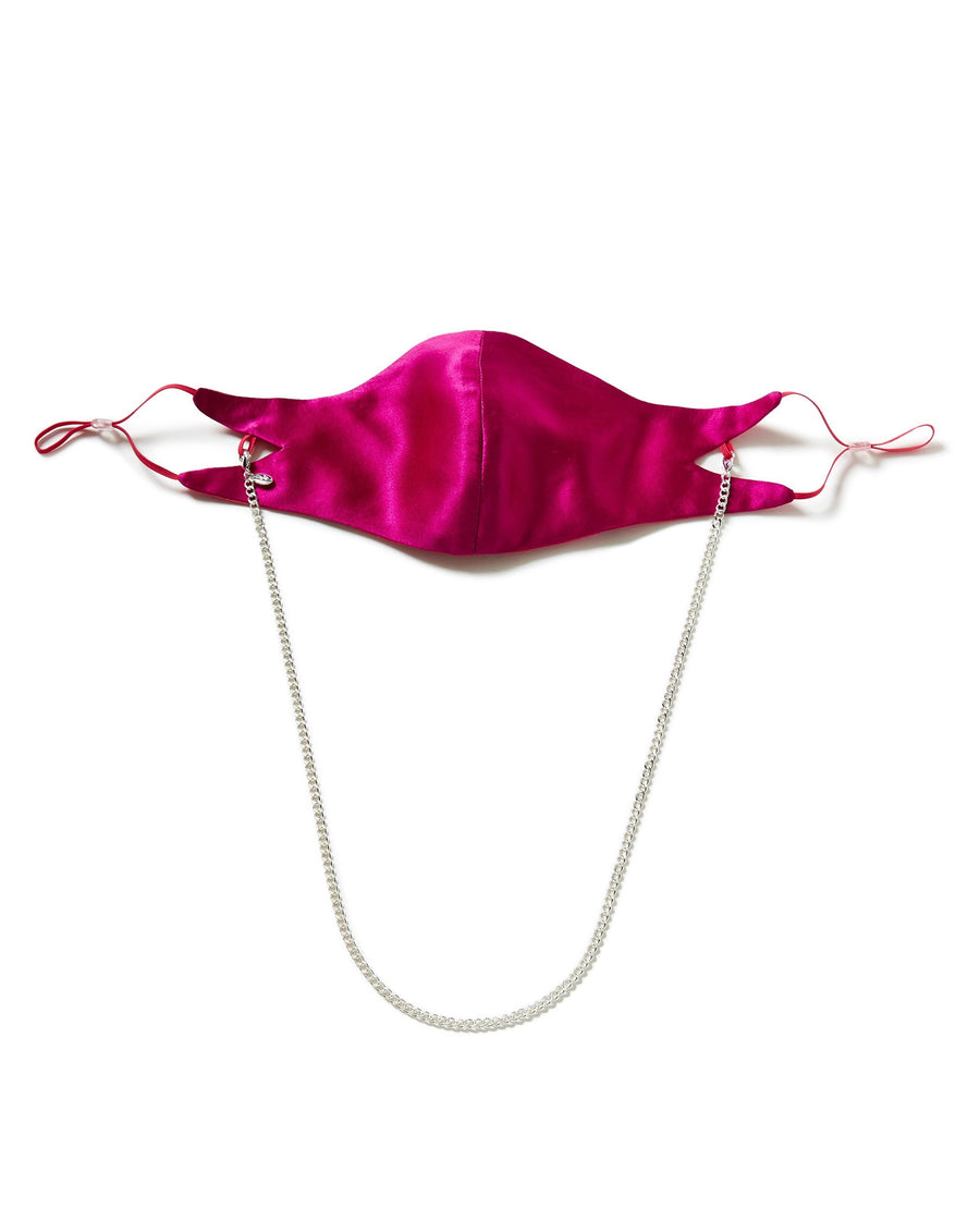 The Tina Mask in Fuchsia Silk With 4mm Chain.