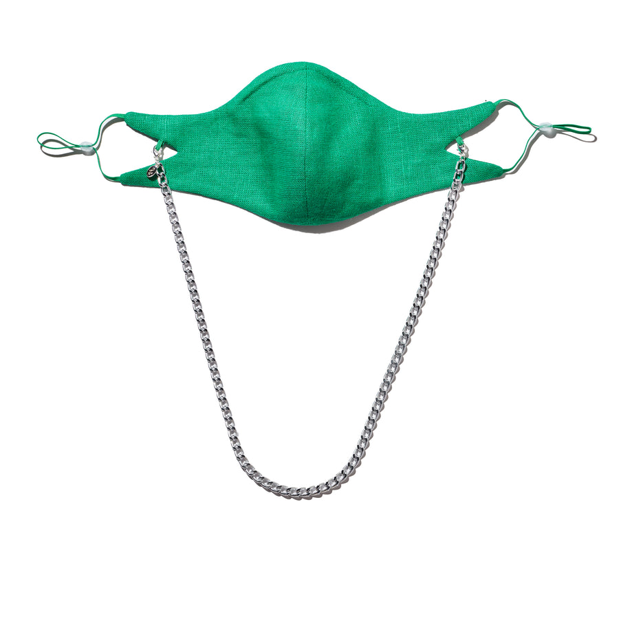 The Tina Mask in Kelly Green With 7mm Silver Chain - LIMITED EDITION.
